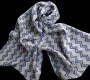 Herrenschal - Seidenschal - Schal - Herren - Seide, Zickzack muster - gau - blau